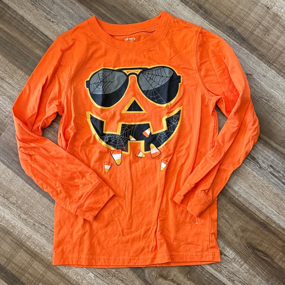 Carter’s Orange Halloween Pumpkin Long Sleeve Tee NWT size 10